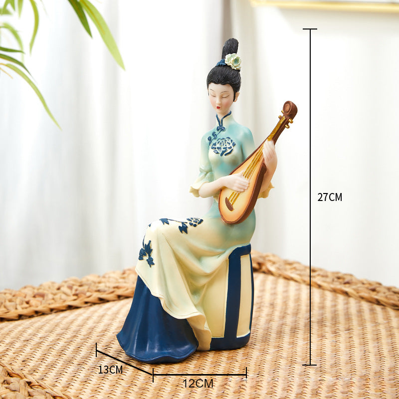 Elegant Chinese classical music playing lady ornament, can be used as home decorations and gifts