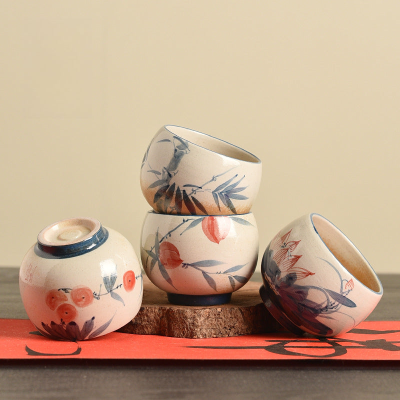 Hand-Painted Owner's Tea Cup - Large Ceramic Gongfu Tea Cup (150ml, 6.5x6cm, 6 Designs Available)