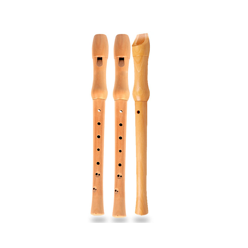 8-Hole Wooden Recorder - English/German Style with Cork Joint (Natural Wood Finish, Safe for Children)