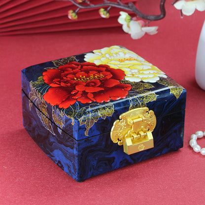Jewelry Box Handmade Retro Lock Large Capacity Storage Box China Intangible Cultural Heritage Jewelry Box