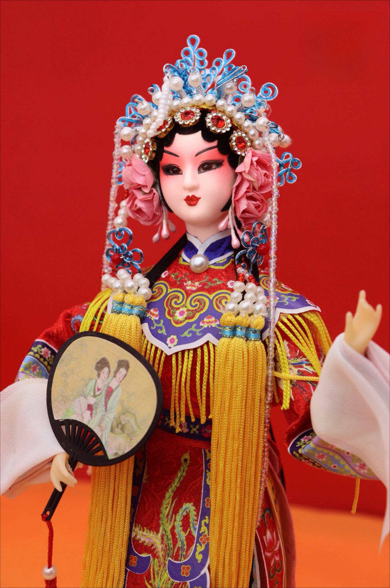 Beijing Opera Face Mask Doll – Handcrafted Silk Figurine, Traditional Chinese Art