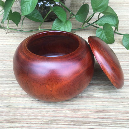 Redwood Go Game Storage Box - Large Vietnamese Rosewood Chess and Tea Canister