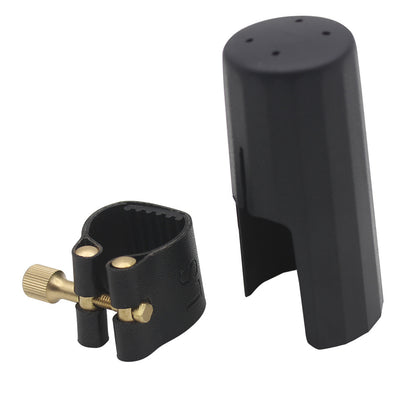 Professional Saxophone Ligature & Cap Set – Universal Fit for Tenor/Alto/Soprano (Leather & PVC) – Air-Tight Grip for Pure Tone Projection