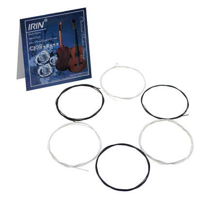 Classical Guitar Strings - Black & White Nylon Light Strings - 6-Pack Guitar Accessories