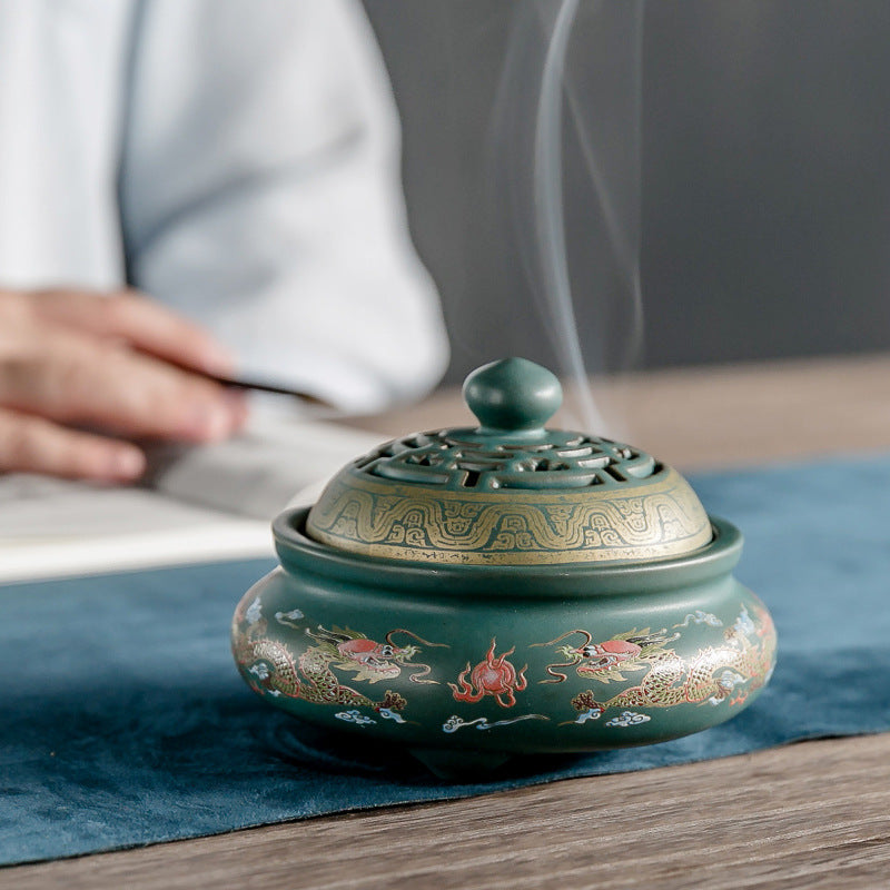 Elegant Blue Enamel Incense Burner - Add Beauty and Serenity to Space