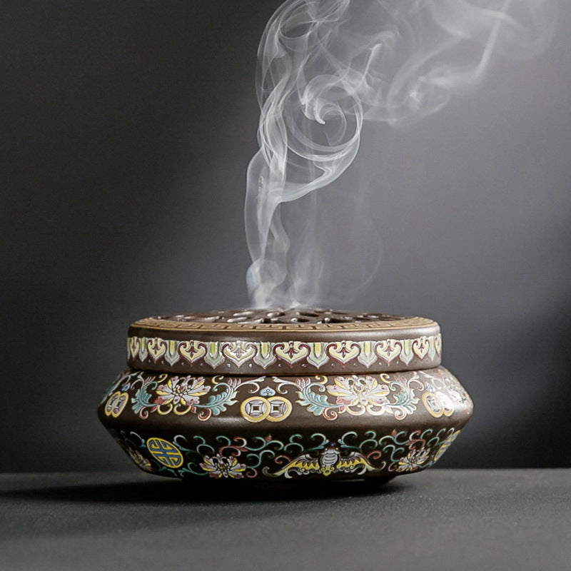 Elegant Blue Enamel Incense Burner - Add Beauty and Serenity to Space