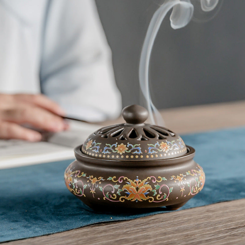 Elegant Blue Enamel Incense Burner - Add Beauty and Serenity to Space