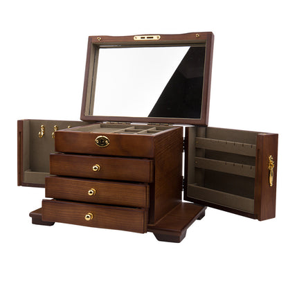 Luxury Wooden Jewelry Box with Lock - Antique European Jewelry Storage Case