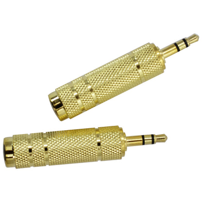 6.5mm to 3.5mm Adapter (2-Pack) - Audio Connector for Musical Instruments