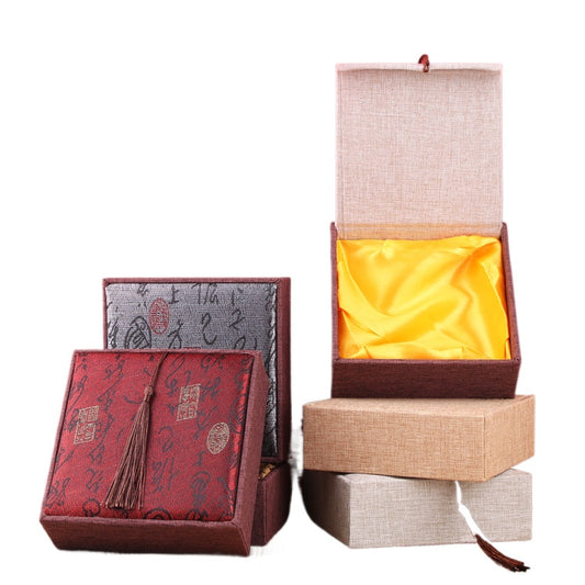 Elegant Vintage Jewelry Box with Red Poetry Pendant and Tassel for Bracelets and Collectibles