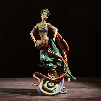 Dunhuang Flying Apsara Resin Art Piece - Elegant Home Decor for Living Room