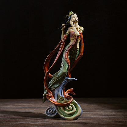 Dunhuang Flying Apsara Resin Art Piece - Elegant Home Decor for Living Room