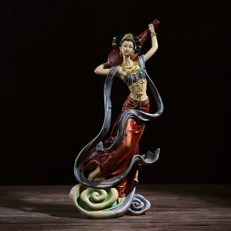 Dunhuang Flying Apsara Resin Art Piece - Elegant Home Decor for Living Room