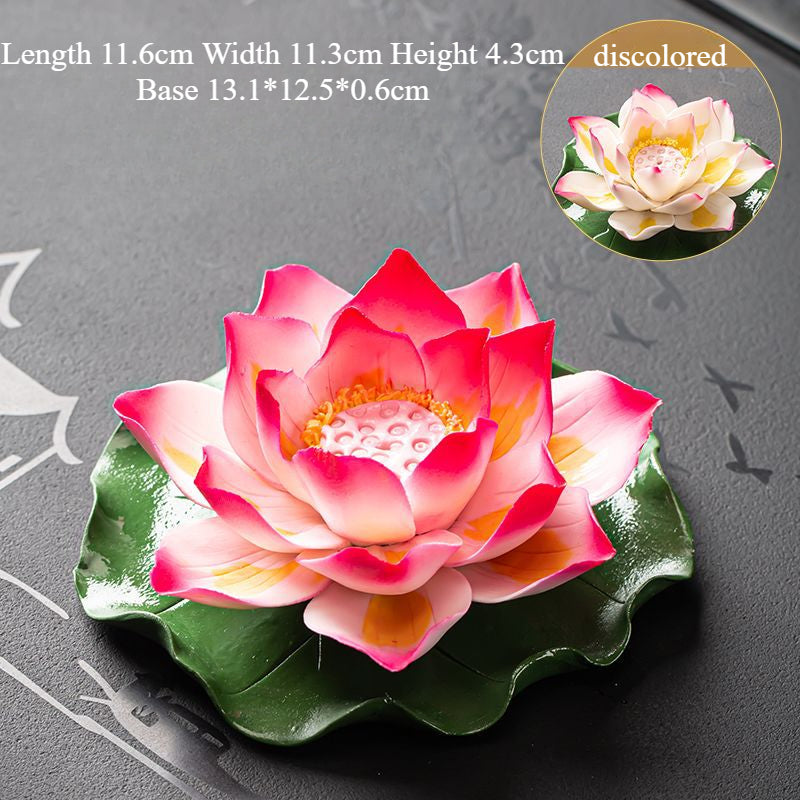 Handmade Color-Changing Lotus Flower Tea Pet – Zen Style Incense & Kung Fu Tea Accessory