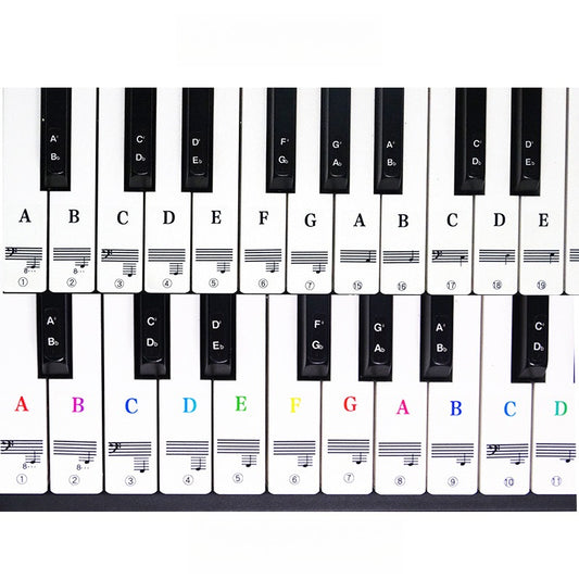 Transparent Piano Sticker Set – 88-Key Note Labels with Music Scale and No Residue