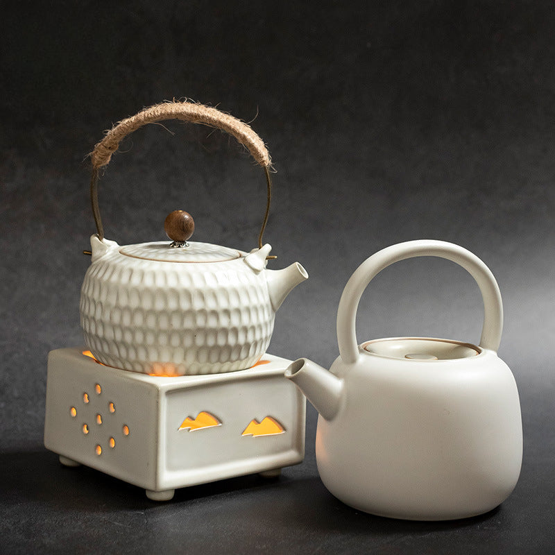 Handcrafted Pewter-Glazed Teapot - Retro Style Gongfu Tea Pot with Lotus Bud Design
