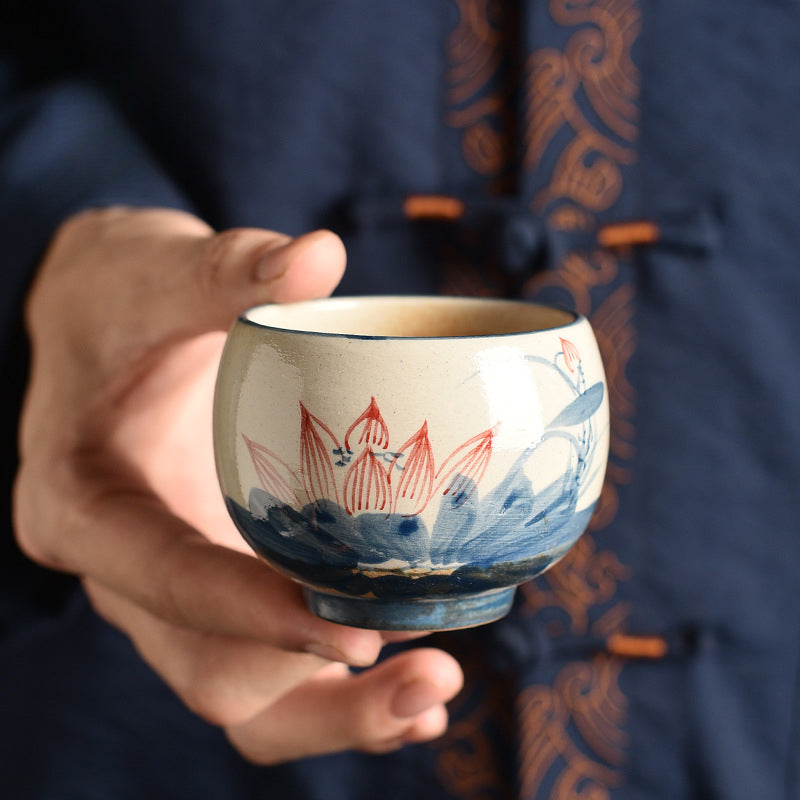 Hand-Painted Owner's Tea Cup - Large Ceramic Gongfu Tea Cup (150ml, 6.5x6cm, 6 Designs Available)