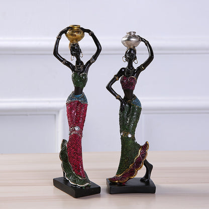 Handcrafted African Ethnic Style Female Figurine for Home Decoration and Gifts