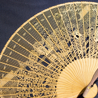 Handcrafted 7 Inch Burmese Wood Folding Fan - Traditional Suzhou Sandalwood Artistry