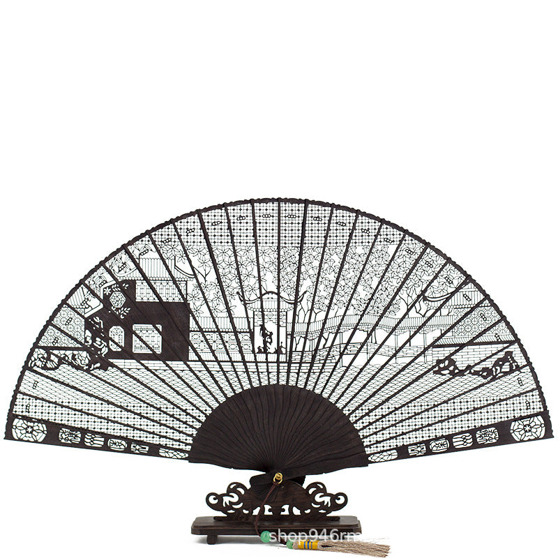 Suzhou Sandalwood Folding Fan - Handcrafted Chinese Artisan Fan