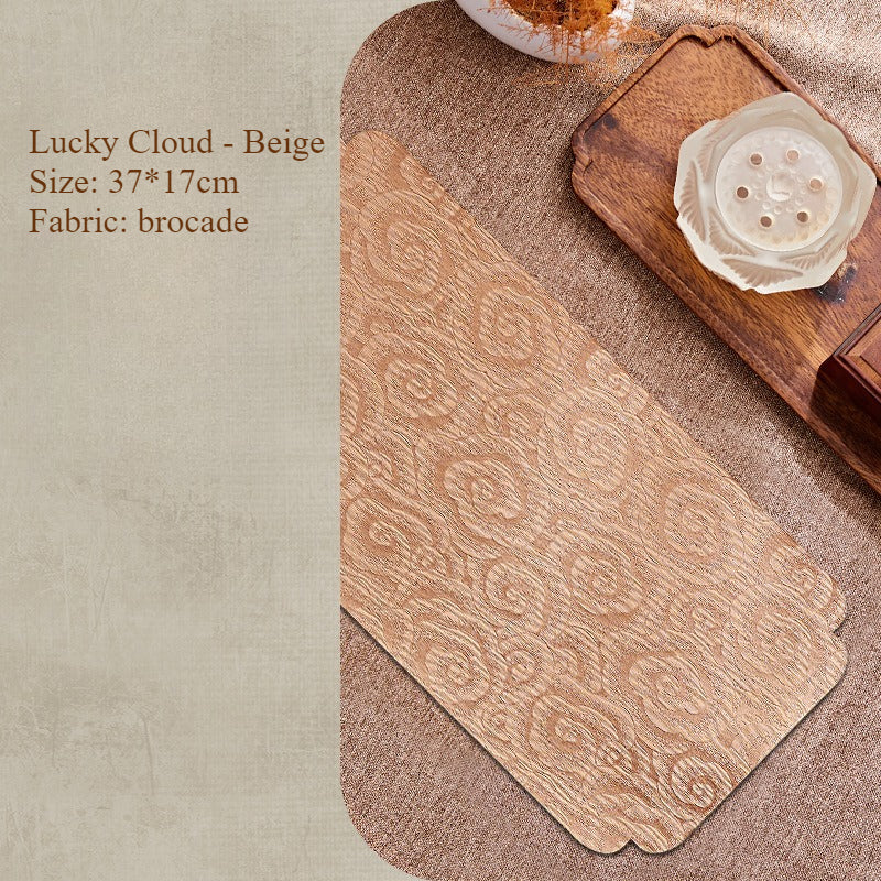Chinese Style Incense Mat - Cotton Linen Tea Table Mat with Anti-Slip Backing