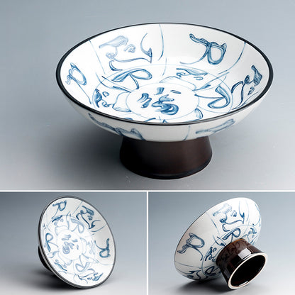 Blue & White Ceramic Fruit Plate - Japanese Style Raised Serving Dish (16.5x7.5cm, 7 Designs)