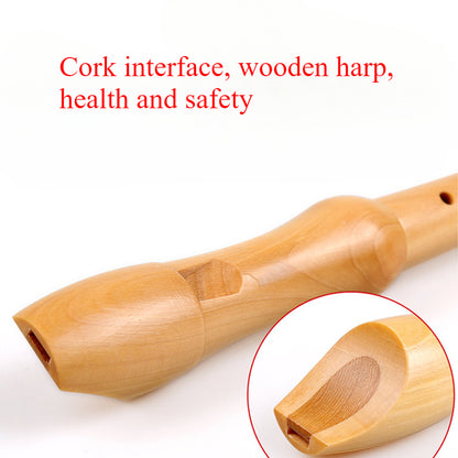 8-Hole Wooden Recorder - English/German Style with Cork Joint (Natural Wood Finish, Safe for Children)