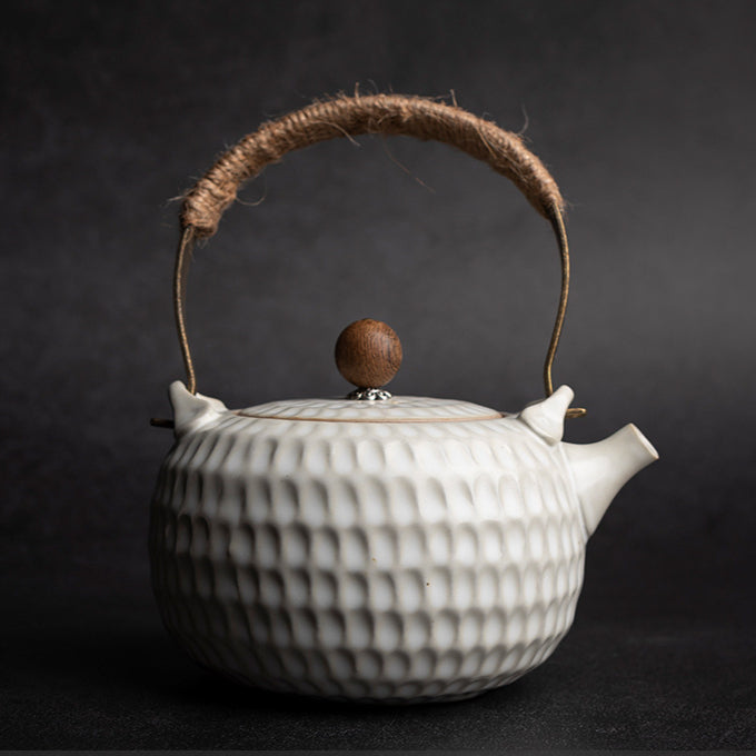 Handcrafted Pewter-Glazed Teapot - Retro Style Gongfu Tea Pot with Lotus Bud Design