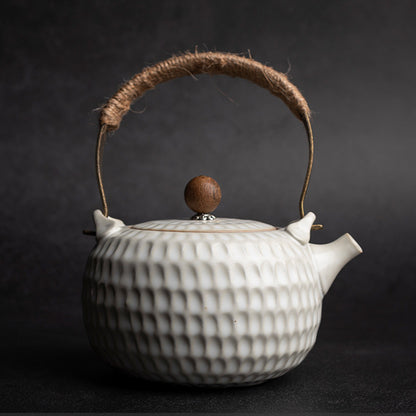 Handcrafted Pewter-Glazed Teapot - Retro Style Gongfu Tea Pot with Lotus Bud Design