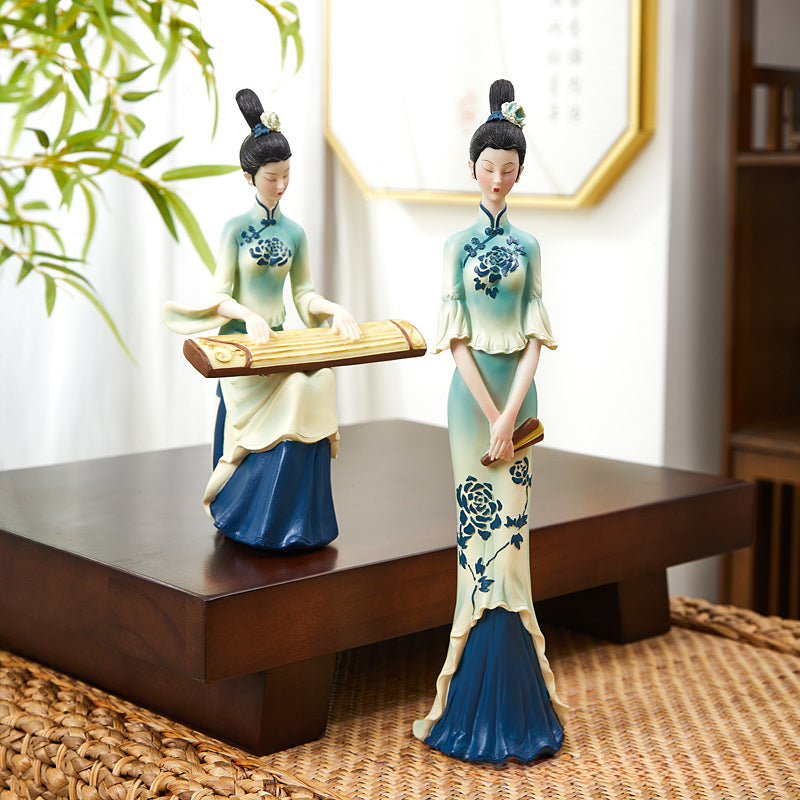 Elegant Chinese classical music playing lady ornament, can be used as home decorations and gifts