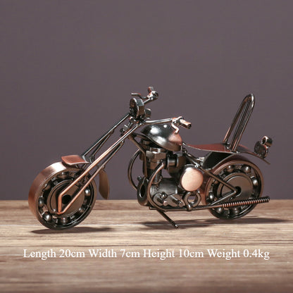 Retro Metal Motorcycle Figurine – Electroplated Iron Sculpture for Desktop & Living Room