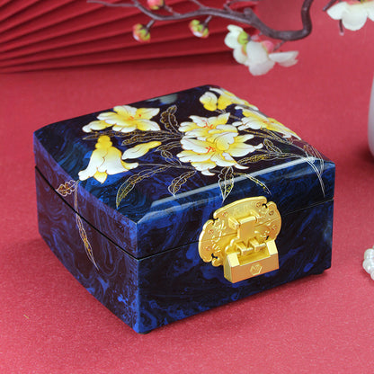 Jewelry Box Handmade Retro Lock Large Capacity Storage Box China Intangible Cultural Heritage Jewelry Box