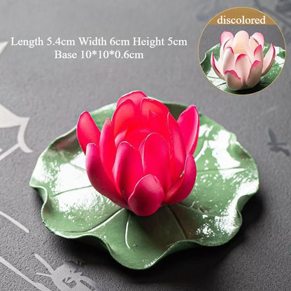 Handmade Color-Changing Lotus Flower Tea Pet – Zen Style Incense & Kung Fu Tea Accessory