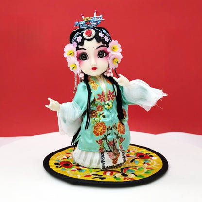 7-Inch Silk Chinese Opera Doll - Traditional Handmade Peking Opera Flower Dan Figurine