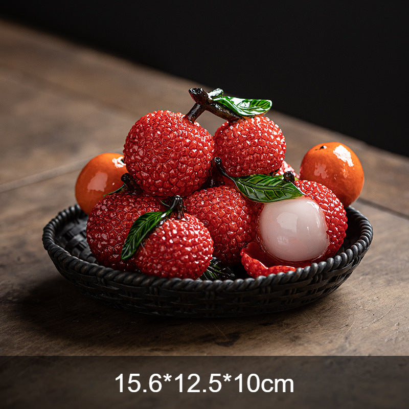Litchi & Tangerine Tea Pet Set - Color-Changing Ceramic Decor for Tea Table (Thermochromic Design)