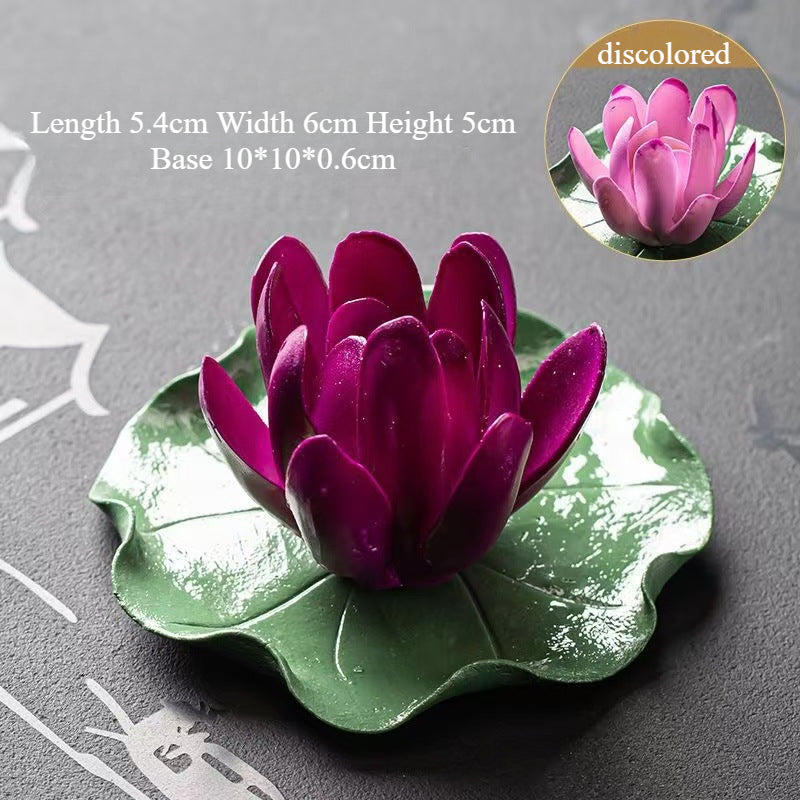 Handmade Color-Changing Lotus Flower Tea Pet – Zen Style Incense & Kung Fu Tea Accessory