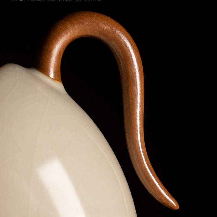 Beige Ru Kiln Fairness Cup - Crackle Glaze Ceramic Tea Divider with Side Handle (Multiple Sizes Available)