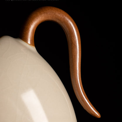 Beige Ru Kiln Fairness Cup - Crackle Glaze Ceramic Tea Divider with Side Handle (Multiple Sizes Available)