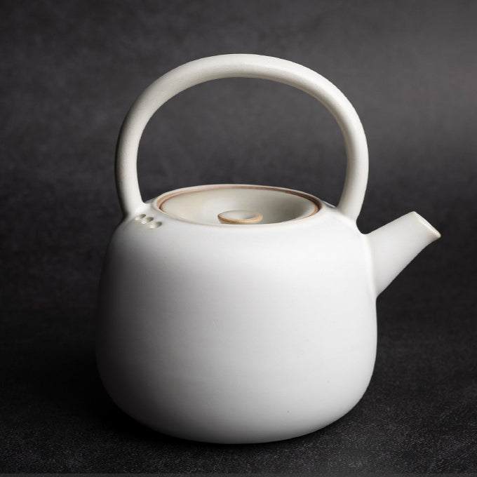 Handcrafted Pewter-Glazed Teapot - Retro Style Gongfu Tea Pot with Lotus Bud Design