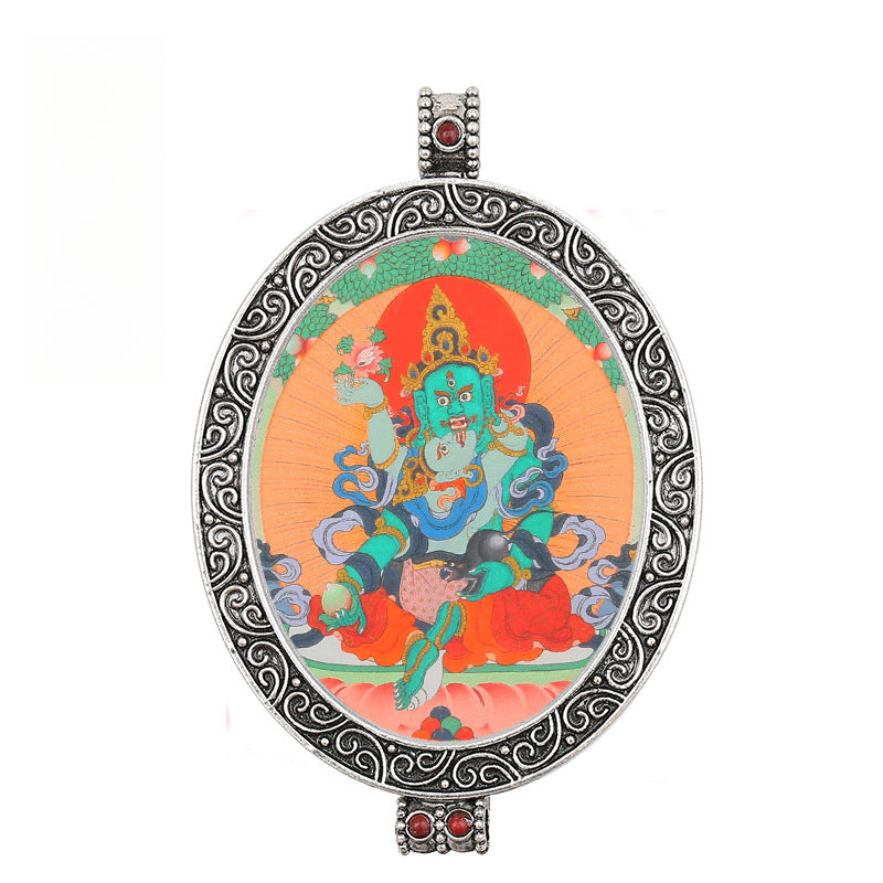 Thangka Pendant - Oval Design with Openable Micro Thangka Box