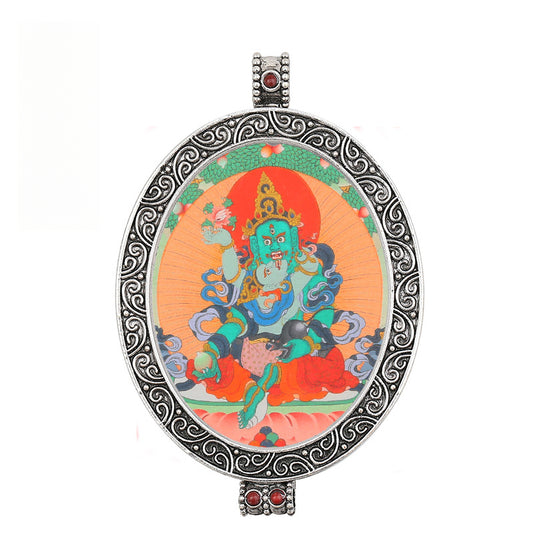 Thangka Pendant - Oval Design with Openable Micro Thangka Box