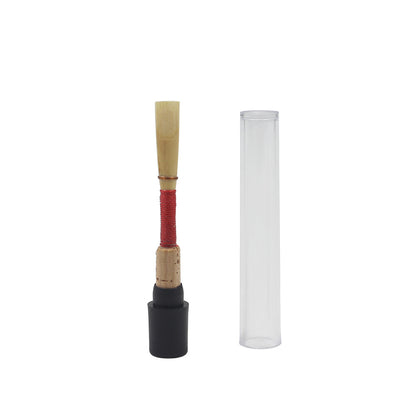 Handmade Oboe Reed with Cork & Plastic Case – Natural Cane Reed, Red/Black Thread (Professional Oboe Accessories)