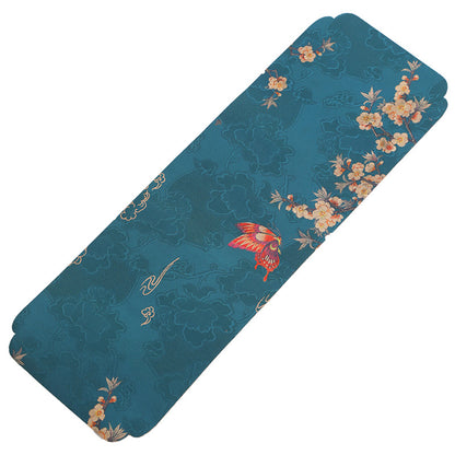 Silk Tea Ceremony Mat - Double-Sided Waterproof Tea Tray (45x15cm, Mulberry Silk with Non-Slip Base)