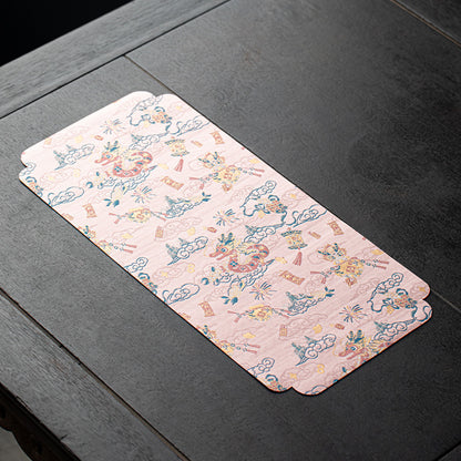 Chinese Dragon Tea Mat - Waterproof Table Runner for Tea Ceremony (50x24cm, Cotton-Linen & Gauze Fabric)