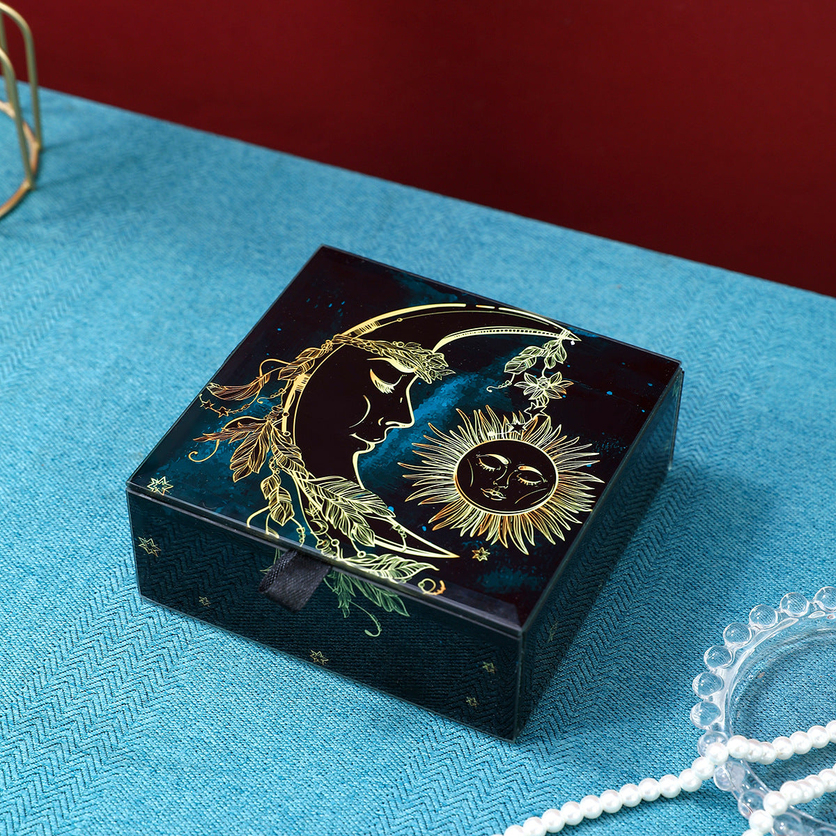Sun, Moon & Stars Jewelry Box - Unique Tarot-Themed Jewelry Organizer, Stylish Storage Box