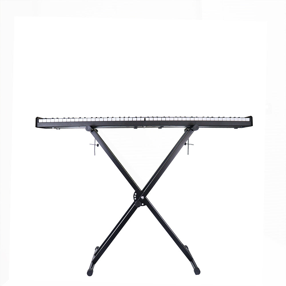 Adjustable Double-Braced Keyboard Stand - Foldable X-Type with 7 Height Settings (31-96cm) & Non-Slip Pads