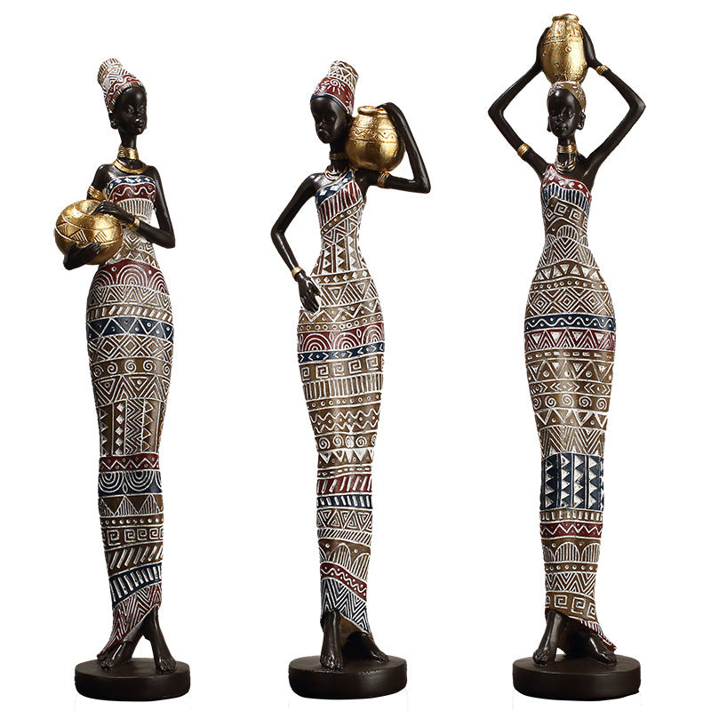 African Art Statue: Graceful Female Sculpture for Home and Office Decoration