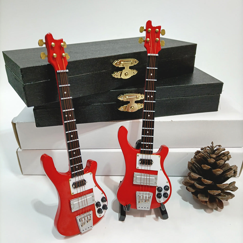 Mini Electric Guitar Model Ornament, Electric Bass Model, Birthday Gift Ornament, Wooden Handicraft, Mini Musical Instrument