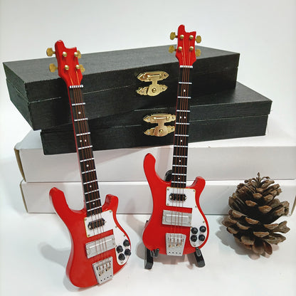 Mini Electric Guitar Model Ornament, Electric Bass Model, Birthday Gift Ornament, Wooden Handicraft, Mini Musical Instrument
