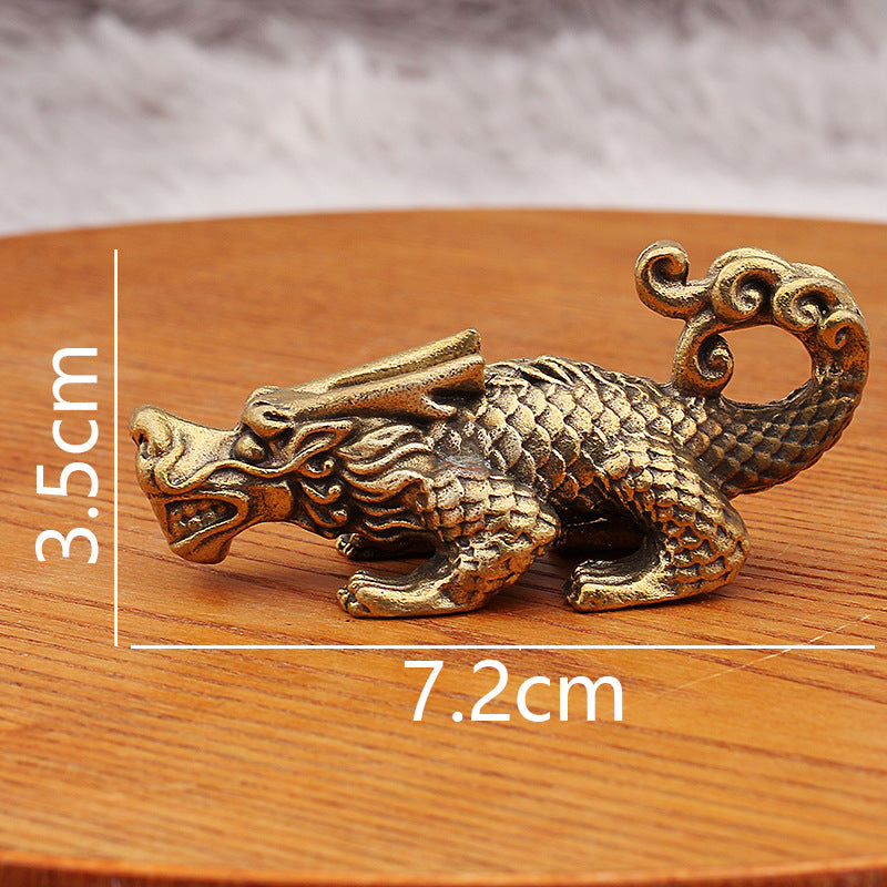 Dragon Nine Sons Brass Sculpture - Wealth-Bringing Decorative Figurine, Handcrafted Brass Art